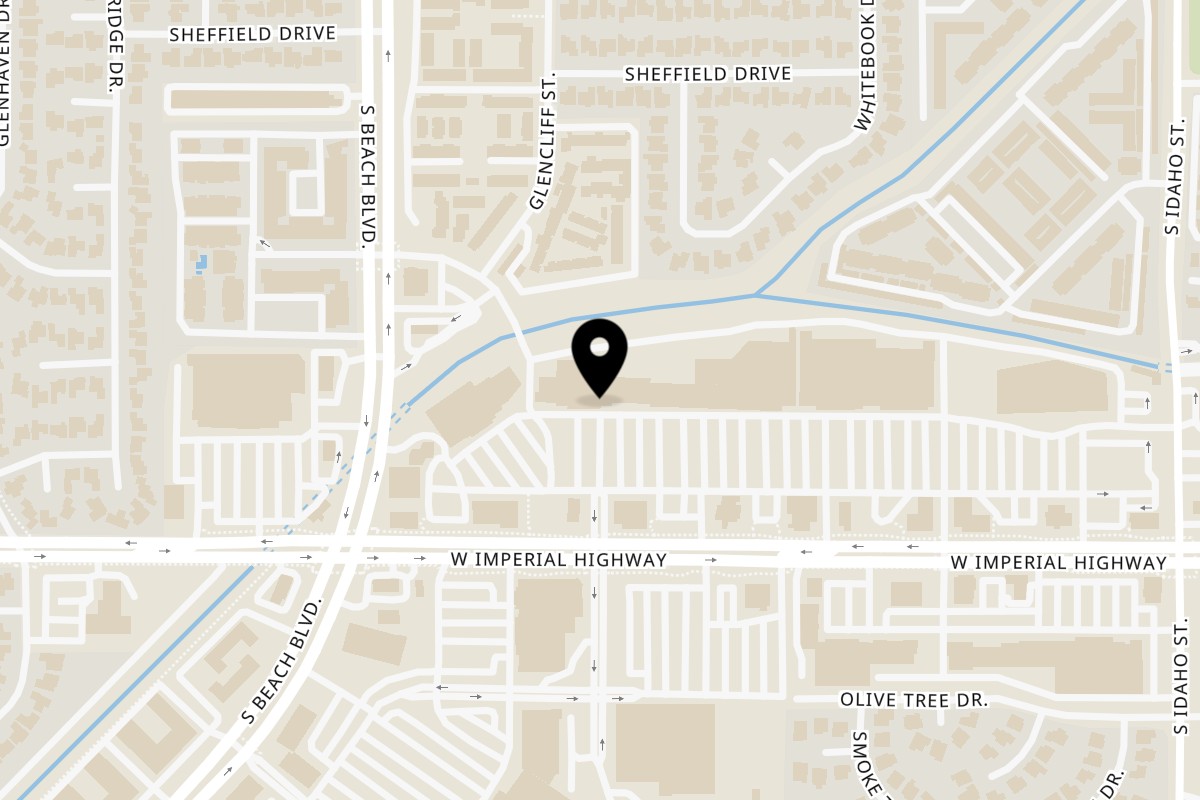 Map showing the location of Ruby Red's BBQ on 1841 W Imperial Hwy in La Habra